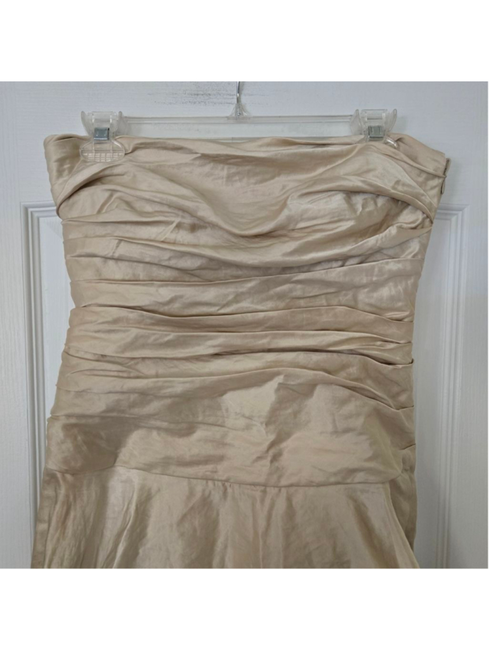 BLACK LABEL RALPH LAUREN Ruched Strapless dress size 6 champagne gold - Picture 3 of 9
